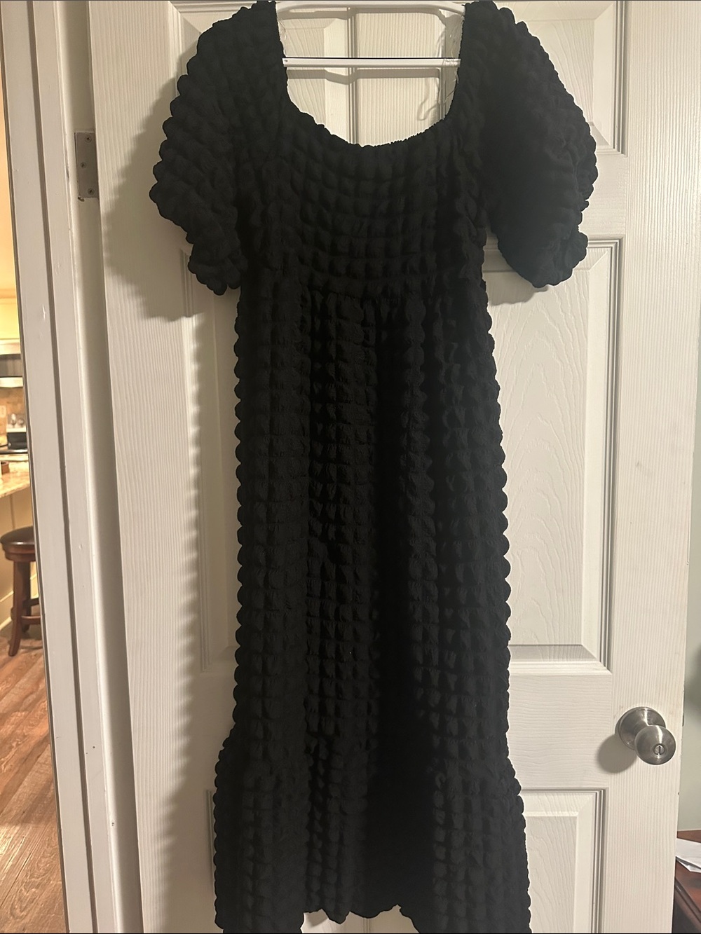 Simply Southern Black Textured Puff-Sleeve Dress